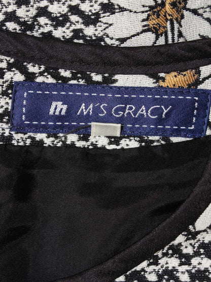 エムズグレイシー 521566 ワンピース 38 ブラック フレアフラワーモチーフ ニット IT2C7MNIX29C