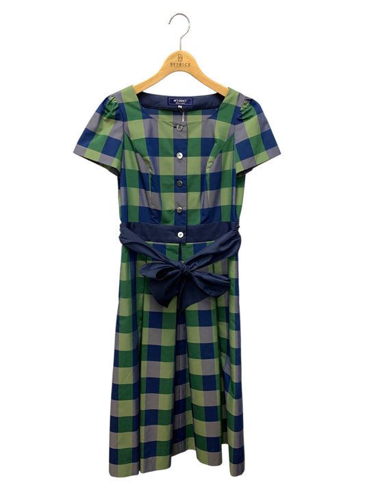 エムズグレイシー 211338 ワンピース グリーン フロントボタン チェック リボン ITDLLPGIB1H4