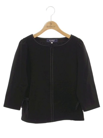 エムズグレイシー 115108 Tシャツ カットソー 38 ブラック ステッチ リボン IT8GL9IBWZPK