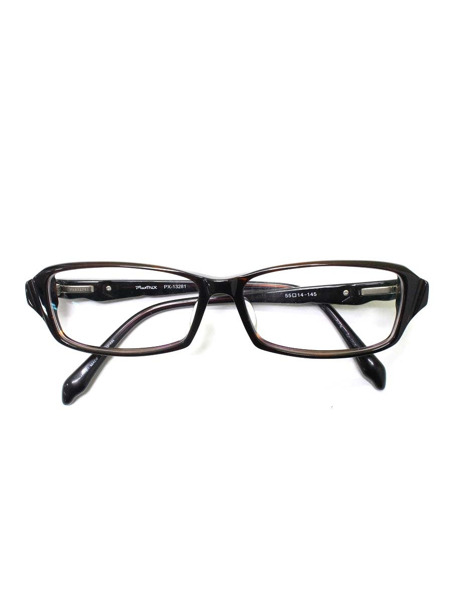 プラスミックス PX-13281 眼鏡 メガネ ブラウン セルフレーム フルリム スクエア ITWOSVHNBL98