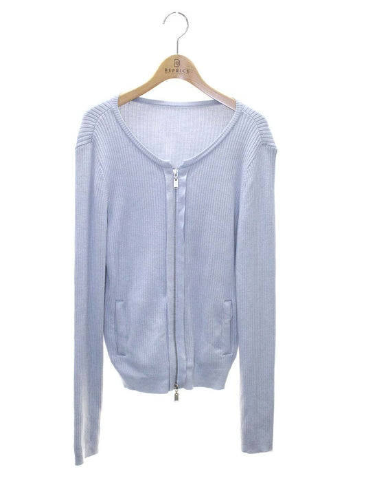 フォクシーブティック Cardigan compact Rib 40103 カーディガン 38 ブルー フロントジップ ITRN175HQIQS