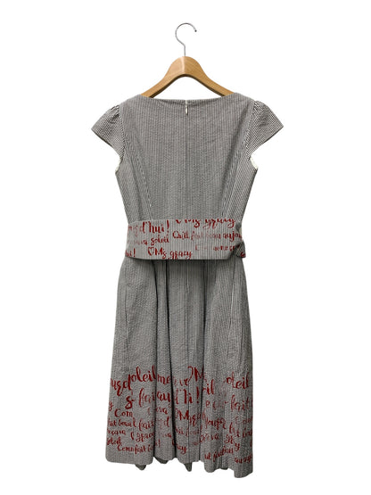 エムズグレイシー Message Print One-piece 911346 ワンピース 38 グレー ストライプ IT4AIIBYNMNK