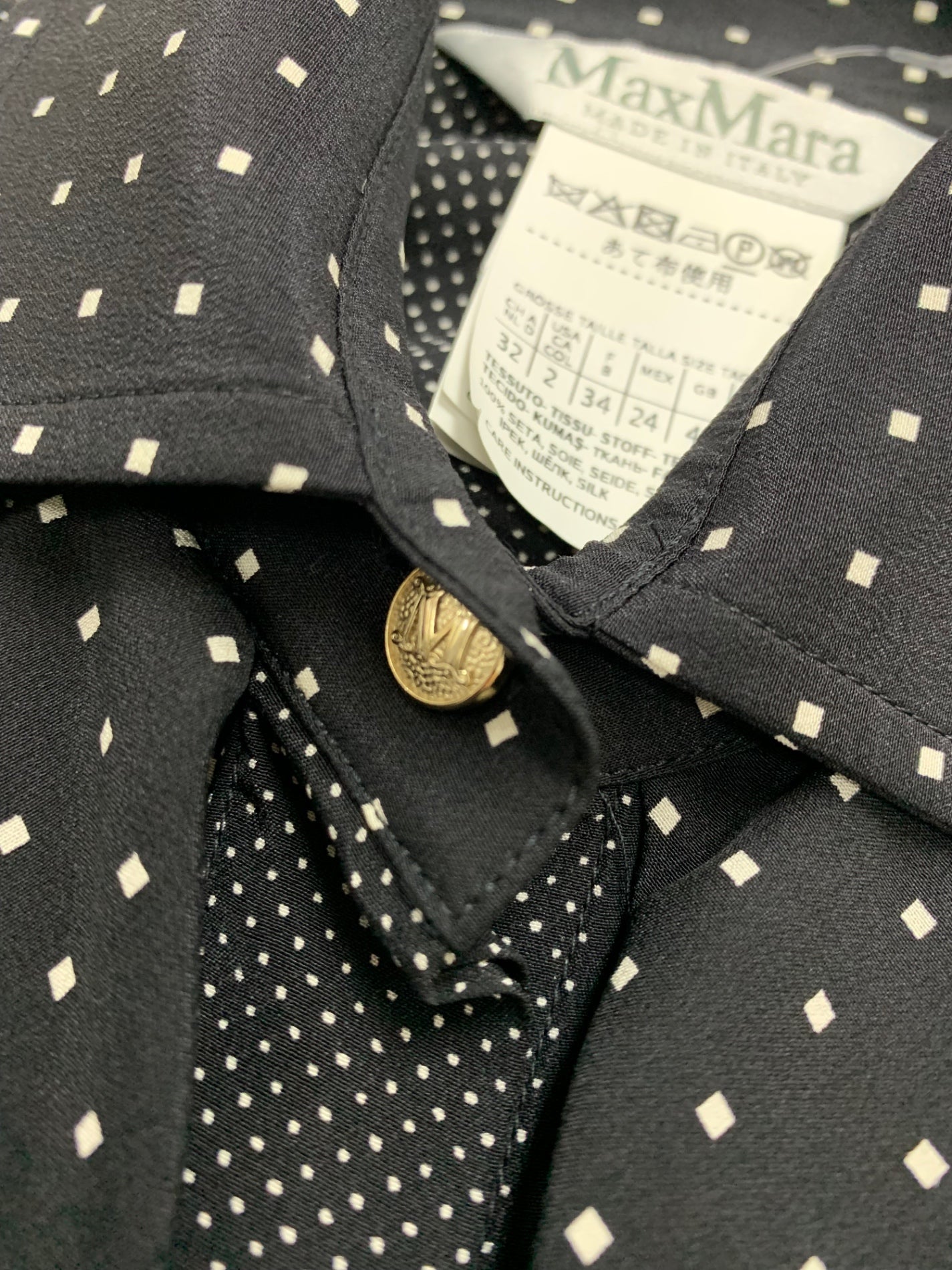 マックスマーラ 111109026 ブラウス 36 ブラック ドット フリル ITGBLNS6II5Q