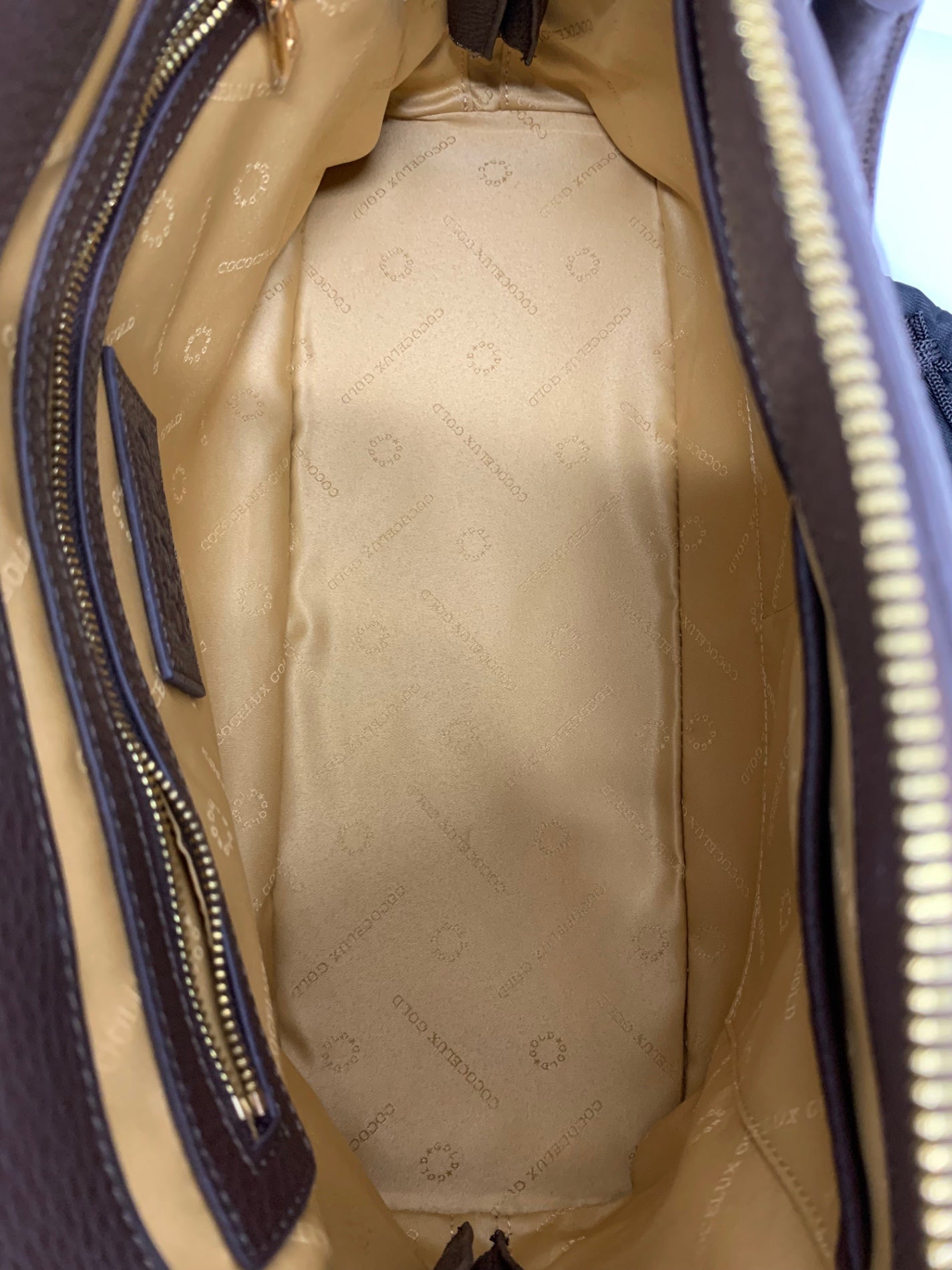 ココセリュックスゴールド ハンドバッグ ブラウン レザー 2WAY ITV08IOYHX06