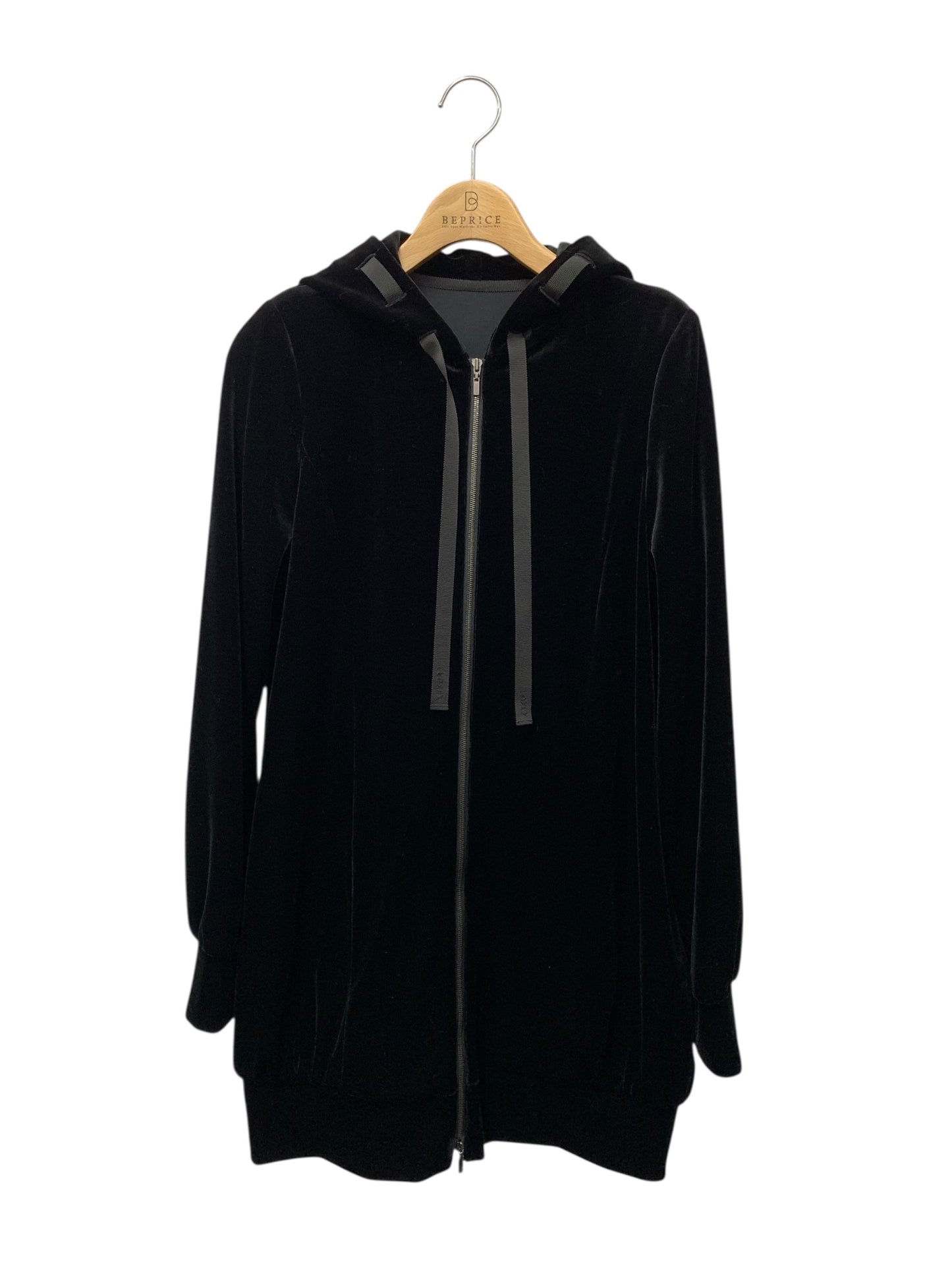 ベロアノワール by フォクシーニューヨーク Velour Cocoon Cardigan 41947 パーカー 40 ブラック ベロア ITTVZPCPLZEU