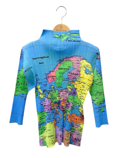 PLEATS PLEASE プリーツプリーズ イッセイミヤケ WORLD MAP PP81-JK593 世界地図柄 プリーツ ハイネック トップス ITOWW7EXKUYY