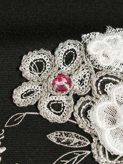 トゥービーシック W5P10-262-09 トップス 42 ブラック フラワーモチーフ 刺繍 ビジュー ITTDJV03YS54