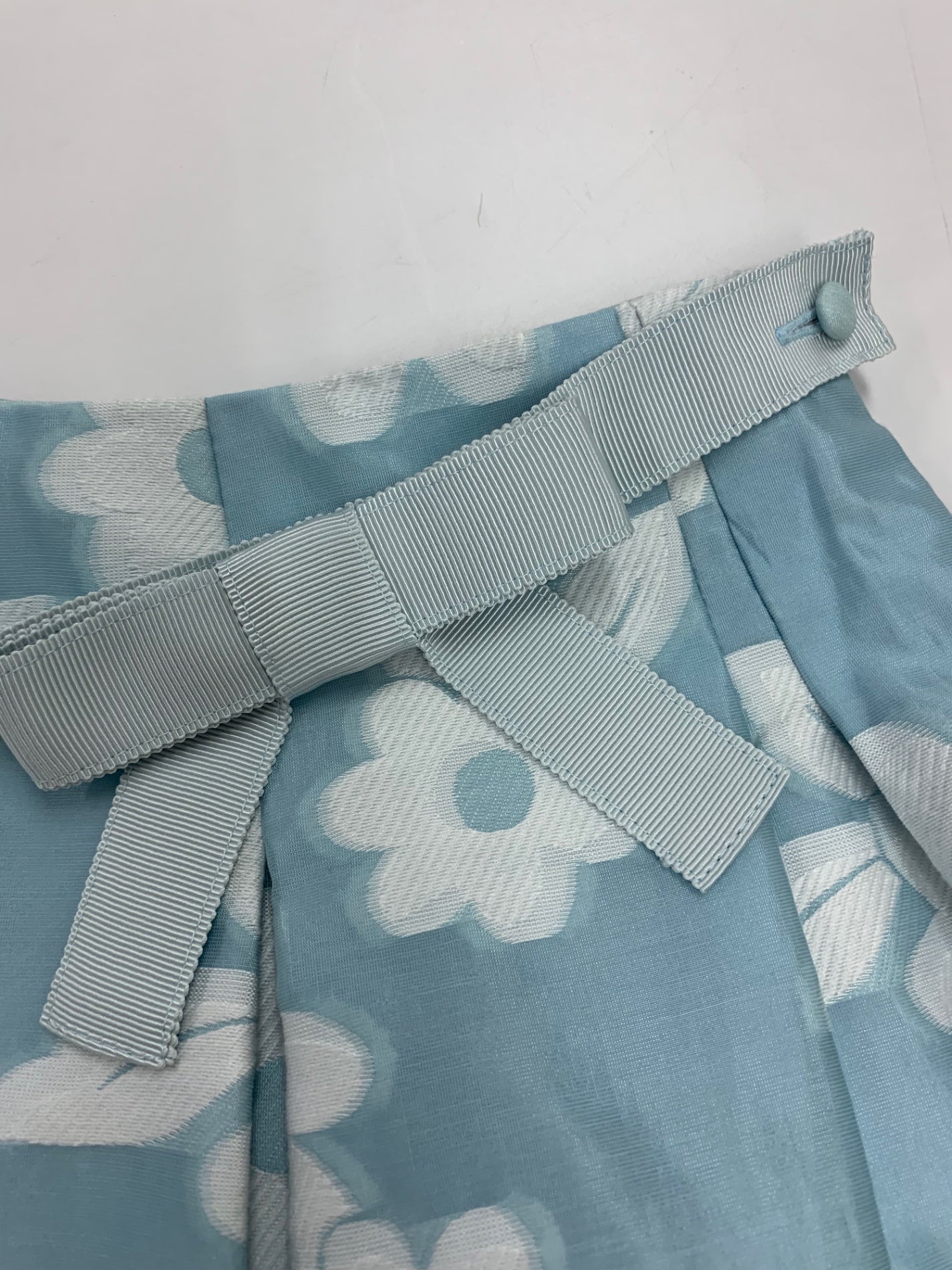 エムズグレイシー 017126 スカート 40 ブルー オーガンジー フラワーモチーフ ITT8TJ5GRGNZ 【SALE】