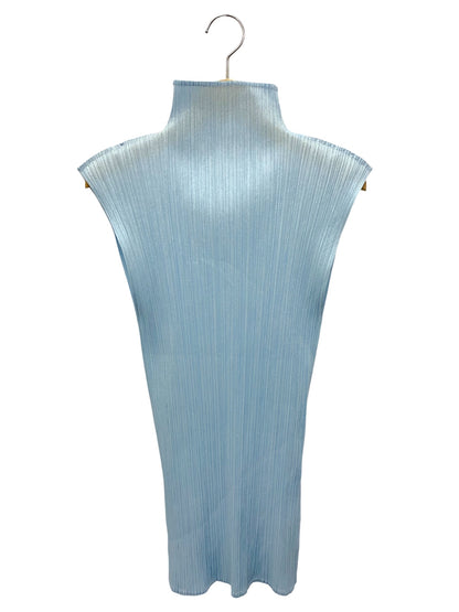 プリーツプリーズイッセイミヤケ PP71-JK203 カットソー 3 ブルー ボトルネック サイドスリット IT5R3EWEHM2C