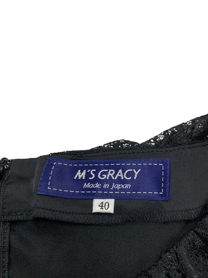 エムズグレイシー 721308 ワンピース 40 ブラック レース 花 ITLEXA1DNR8K