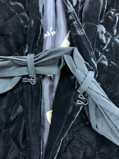 エムズグレイシー 229508 コート 38 ブラック キルティング ベロア リボン IT97GQFQQKSO 【SALE】