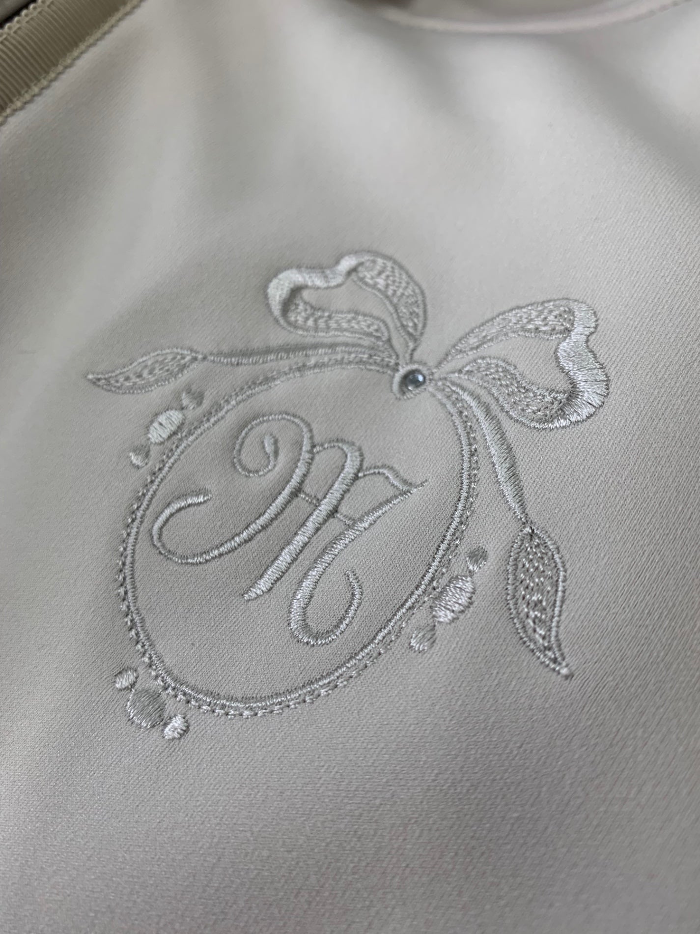 エムズグレイシー 315517 パーカー 38 グレージュ フード 刺繍 ロゴ リボン ITLW0H4DWN88