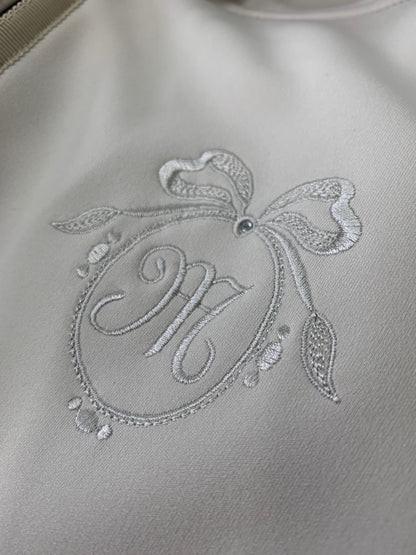 エムズグレイシー 315517 パーカー 38 グレージュ フード 刺繍 ロゴ リボン ITLW0H4DWN88