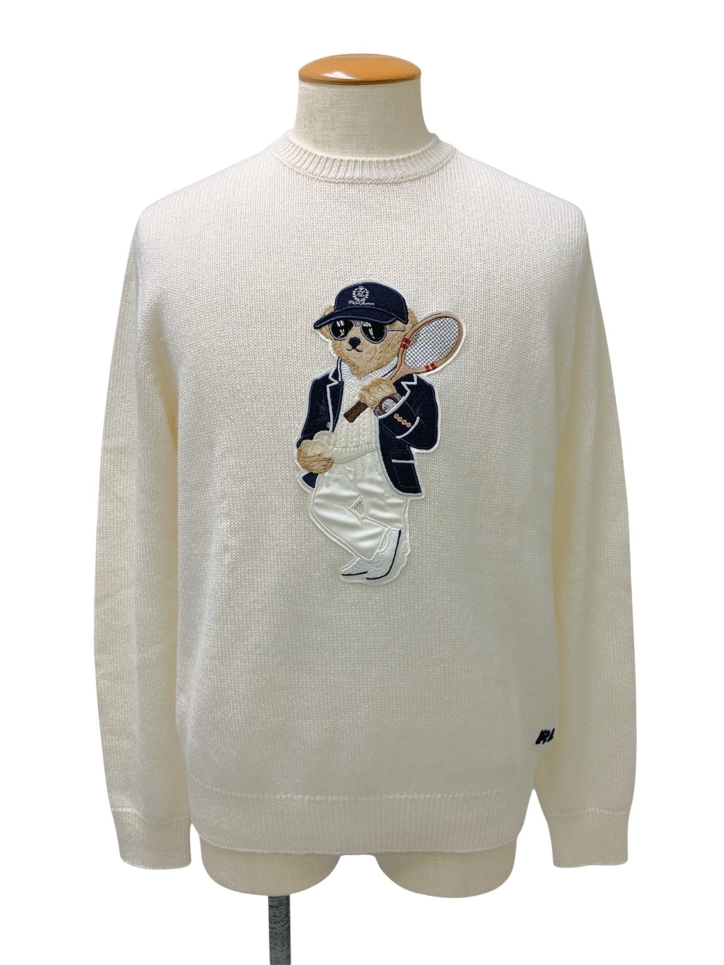 【近年モデル】ラルフローレン PURPLE LABEL Polo ベア カシミヤ セーター テニス L ホワイト カシミヤ ITW826155ROW
