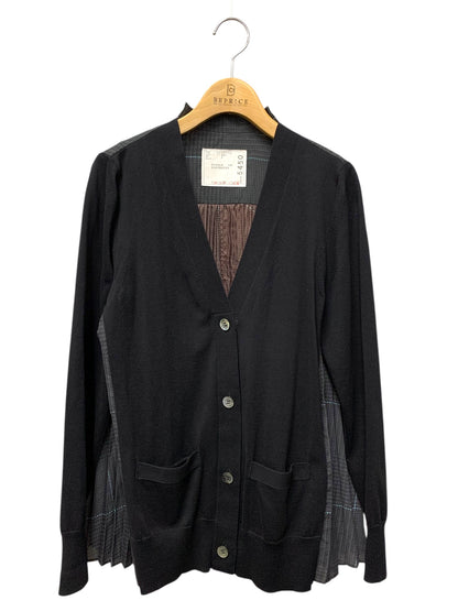 サカイ 21-05450 カーディガン 2 ブラック プリーツ チェック柄 ITTPEFLCO7ES