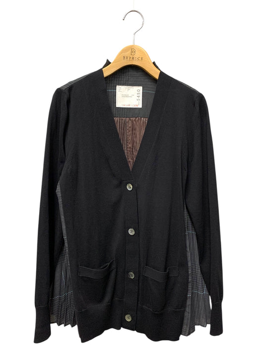 サカイ 21-05450 カーディガン 2 ブラック プリーツ チェック柄 ITTPEFLCO7ES