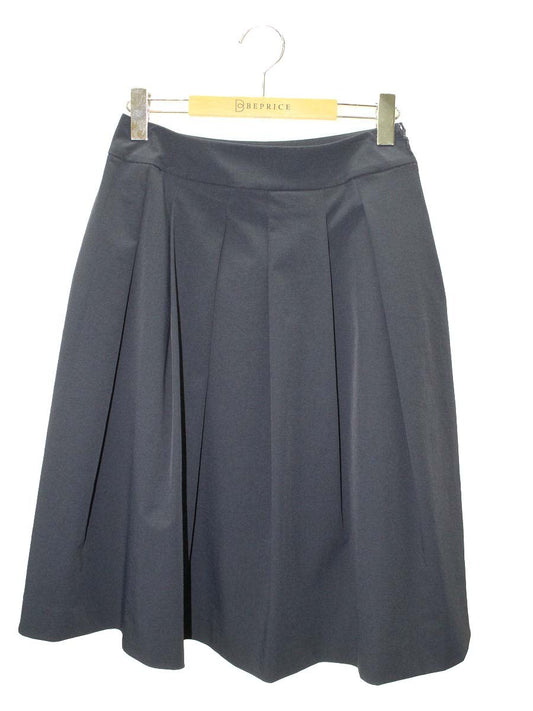 エムズグレイシー 117313 スカート 38 ネイビー タック フレア ITF55W2UEJ3D