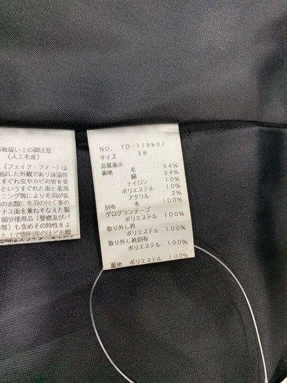 エムズグレイシー 119607 コート 38 ブラック ウール シルク混 ファー ITB7FPUD283M