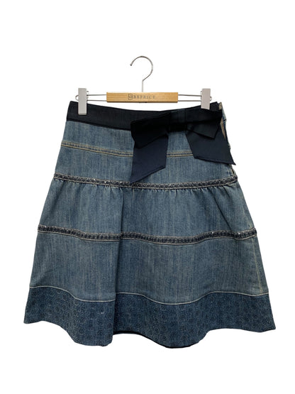 トゥービーシック W5S03-410-29 デニムスカート 40 ネイビー スパンコール リボン ITCUW3U11DH8 【SALE】
