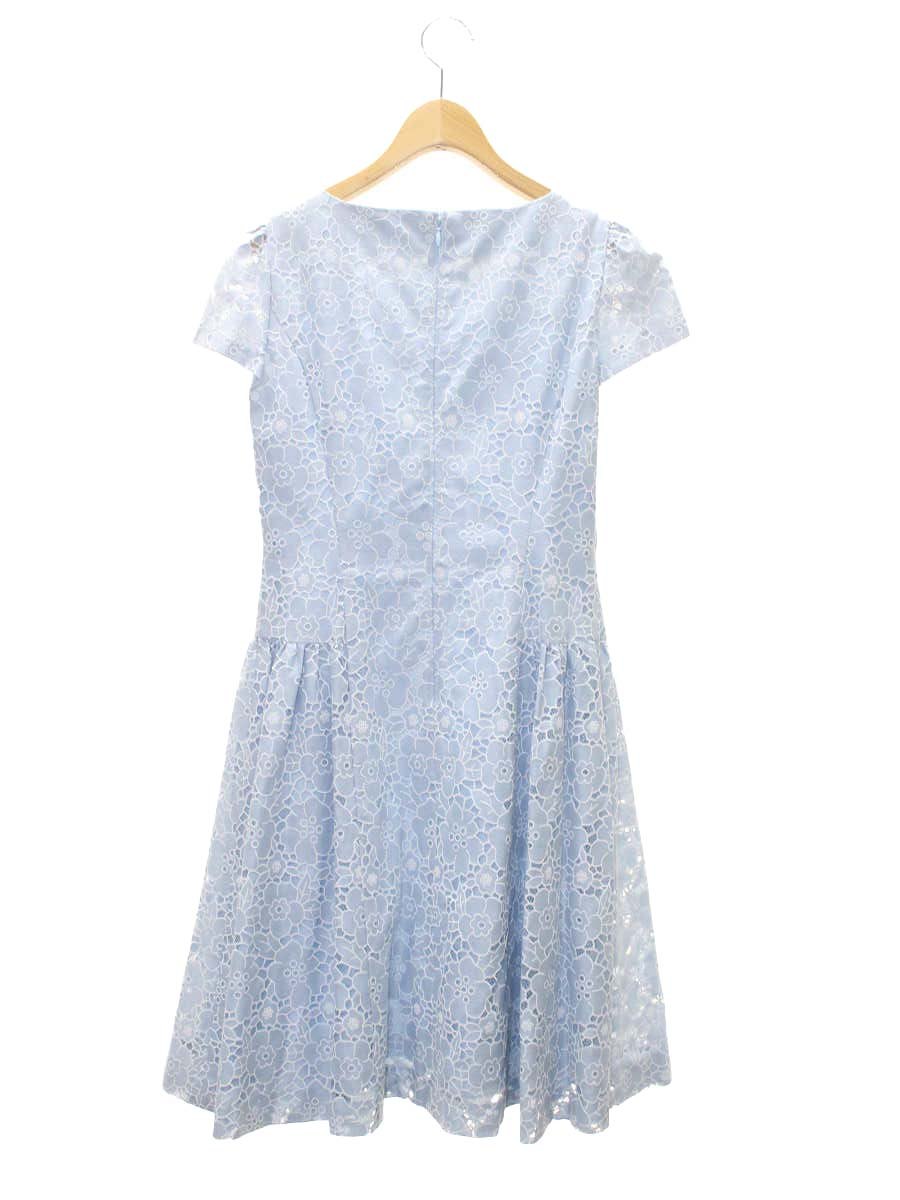エムズグレイシー 621380 ワンピース 38 ブルー 花柄 レース カットワーク IT3WYMU0EL2A
