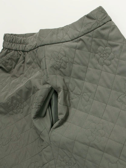 エムズグレイシー カメリアｘリボン柄キルティングフレア 417613 スカート 40 グレー ITBFKAAQJDHA