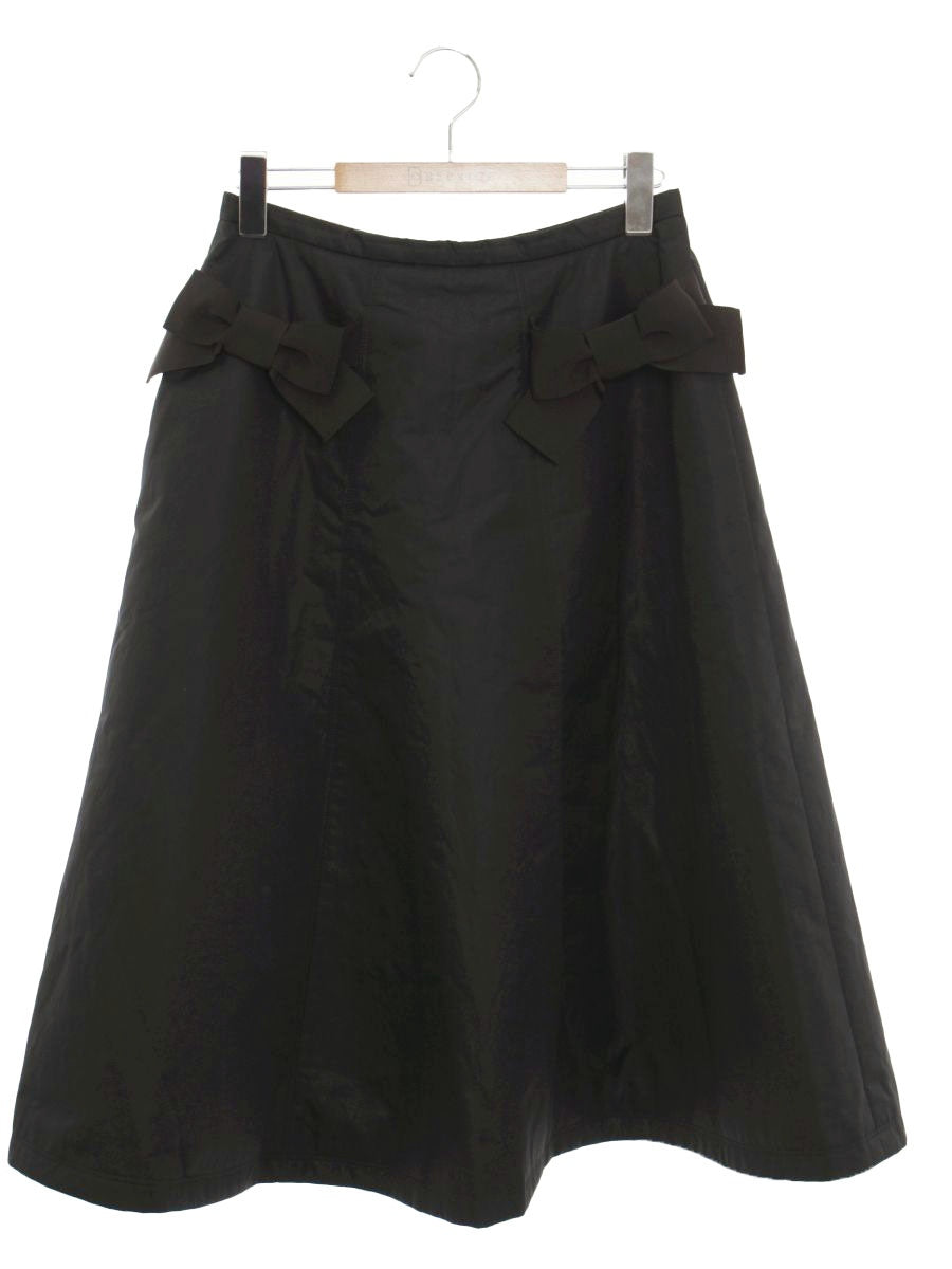 エムズグレイシー 217532 スカート 40 ブラック Aライン リボン ITUVR1B2DS4K