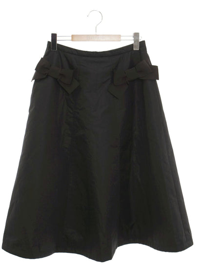 エムズグレイシー 217532 スカート 40 ブラック Aライン リボン ITUVR1B2DS4K