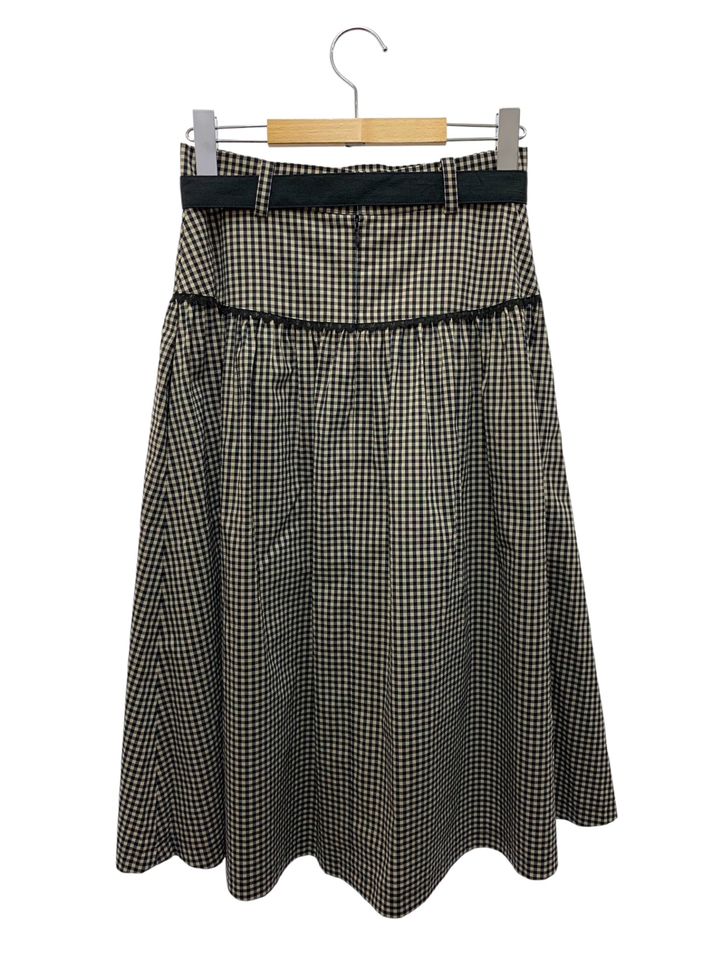 エムズグレイシー 217305 スカート 36 ブラウン ギンガムチェック フレア ITP9KB9EEWAC 【SALE】