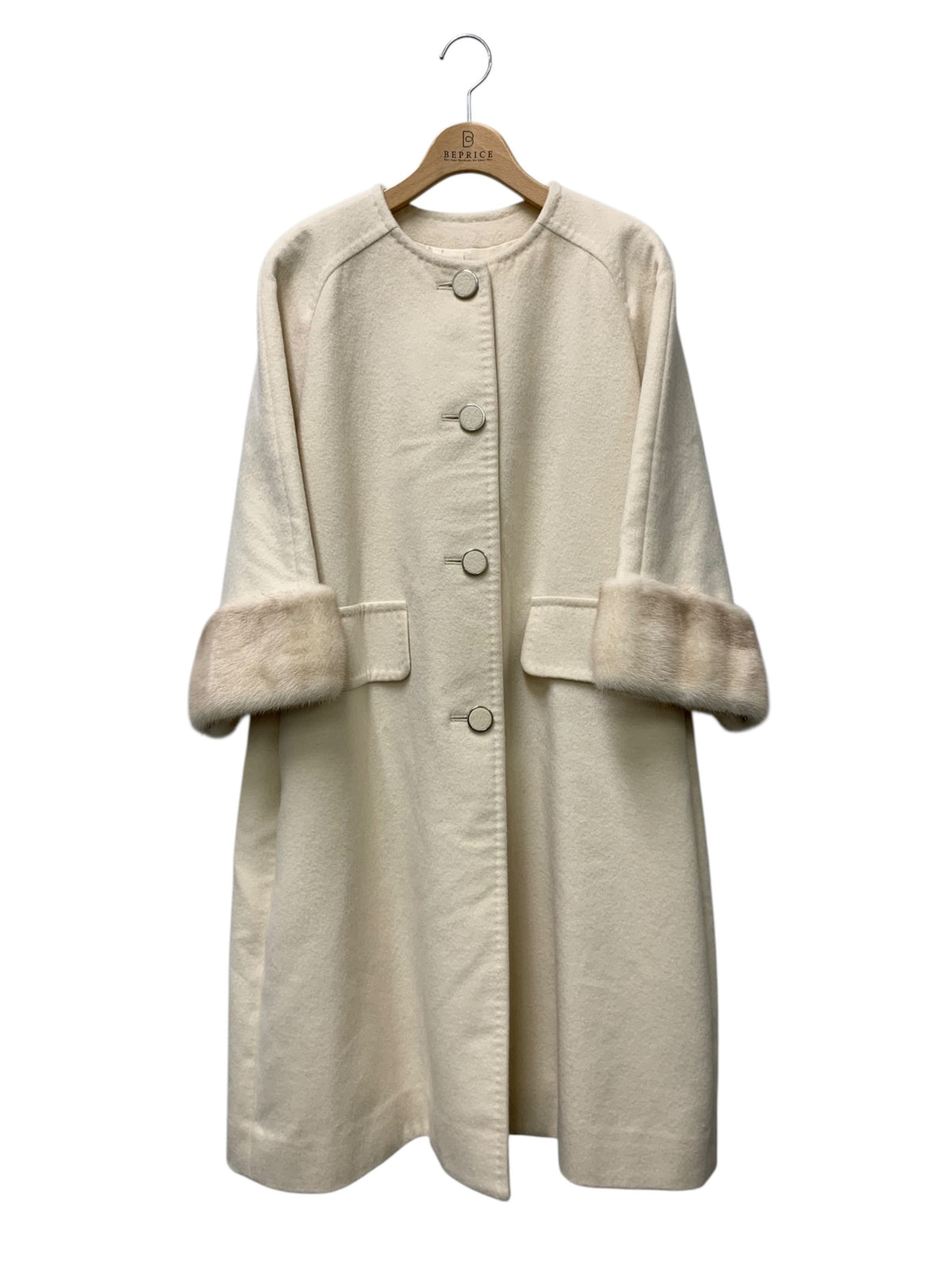 フォクシーブティック Coat Aria 43859 コート 38 アイボリー ミンク×カシミヤ ITX181M8Q6CY