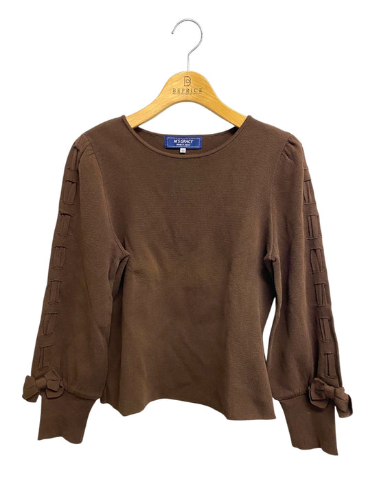 エムズグレイシー Sleeve Ribbon Knit 818516 ニット セーター 40 ブラウン ストレッチ ITMFS6OS8DRM