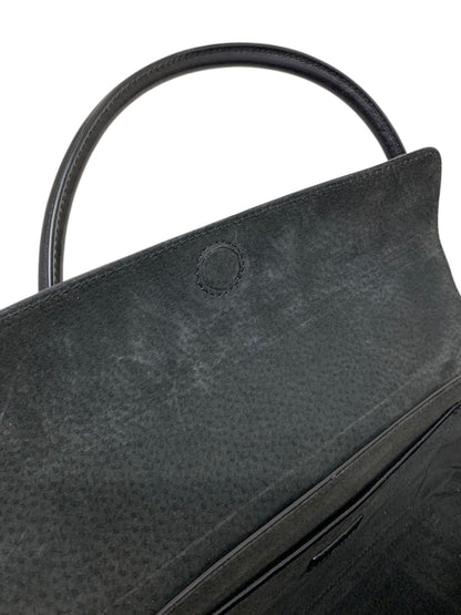 ヒロフ ブラック レザー フラップ ハンドバッグ IT98W0O6NW1X