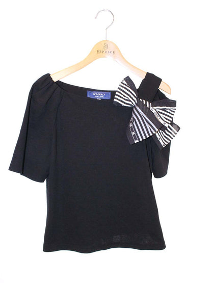 エムズグレイシー 015334 Tシャツ カットソー 38 ブラック リボン IT0O3UP8KGZY