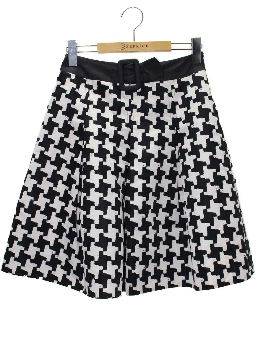 エムズグレイシー 127112 スカート 36 ブラック 千鳥格子 フレア ITIYT8VNT6OC