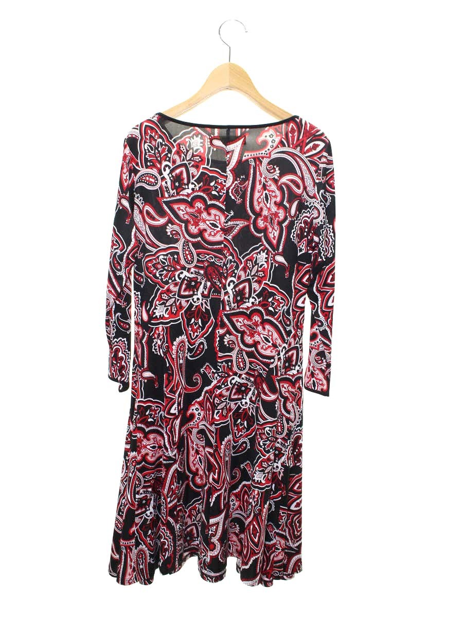 スーパービューティー ワンピース 40 ブラック/レッド ペイズリー ストレッチ素材 ITYO673K5OAK