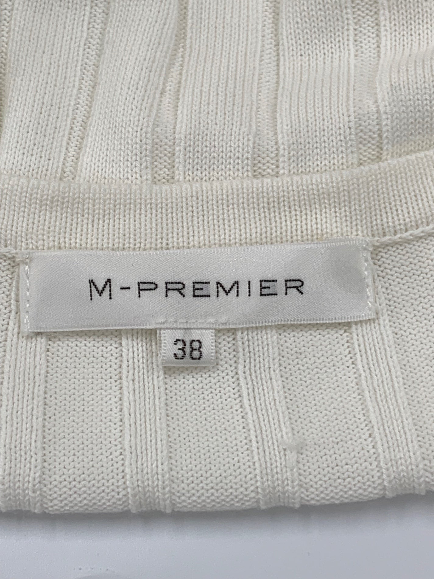エムプルミエ A722-013 ニット 38 ホワイト Vネック リブ ITL0E7F6RA9W