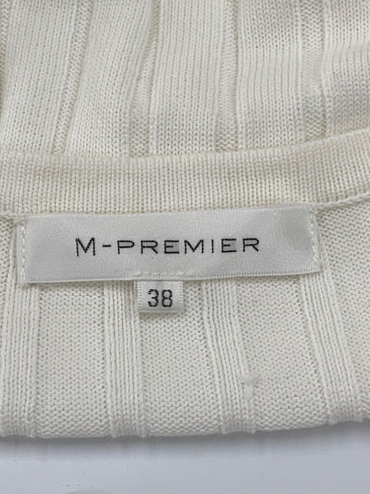 エムプルミエ A722-013 ニット 38 ホワイト Vネック リブ ITL0E7F6RA9W