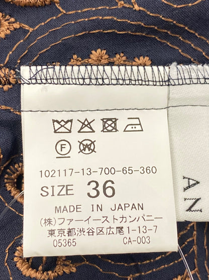 アナイ 102117-13-700-65-360 カットソー 36 ネイビー 刺繍 カットワーク パフスリーブ ITD4ONIBOKKC