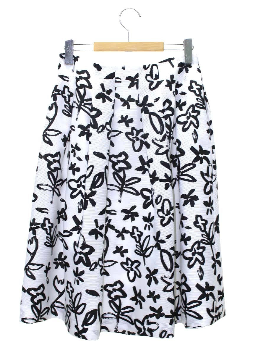エムズグレイシー 517339 スカート 40 ホワイト フラワーモチーフ 総柄 ITC018WMJ0F4