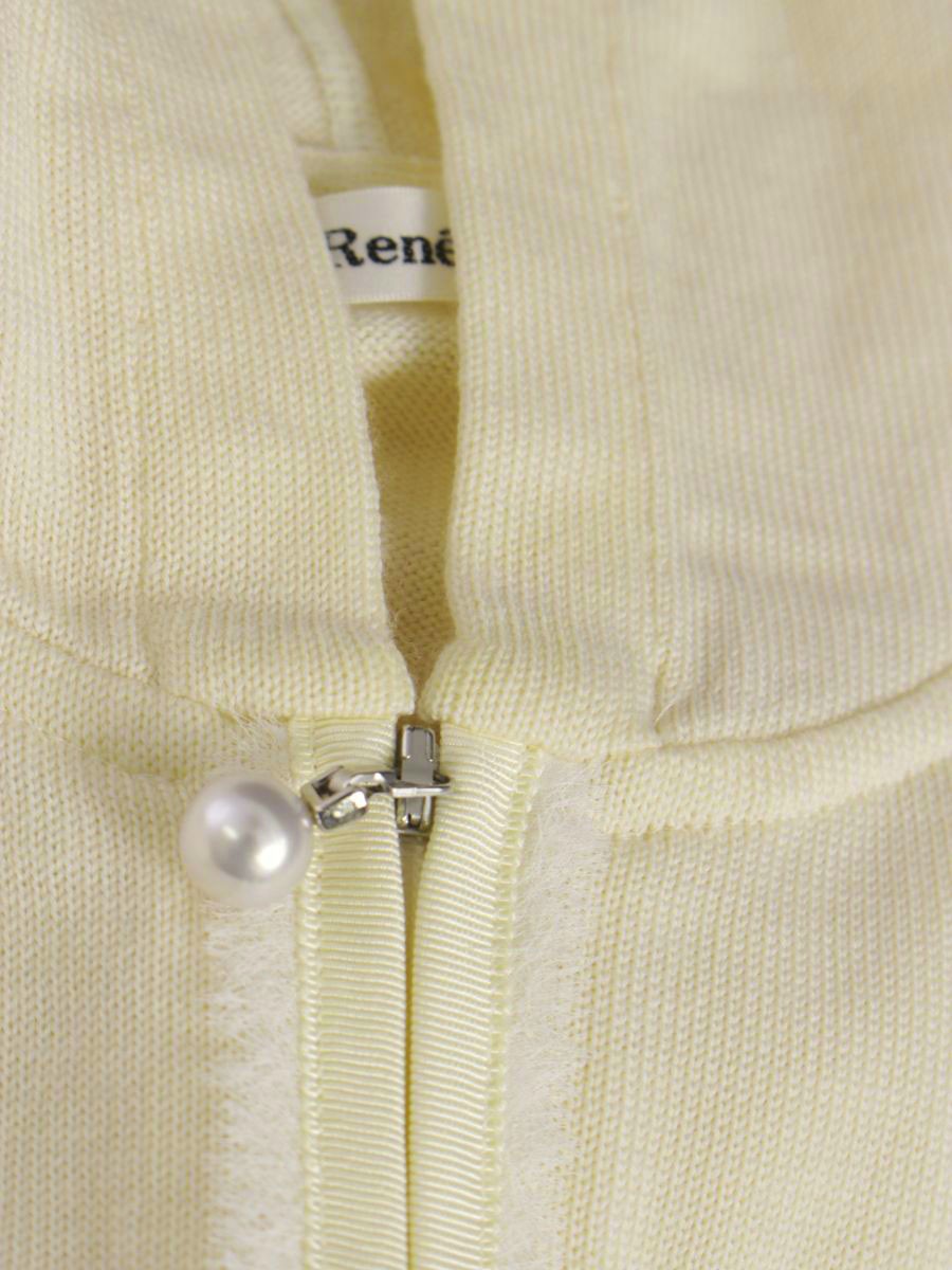 ルネ 6842980 パーカー 34 アイボリー ジップアップ パール リボン フリンジ ITXTG3XNJDFK