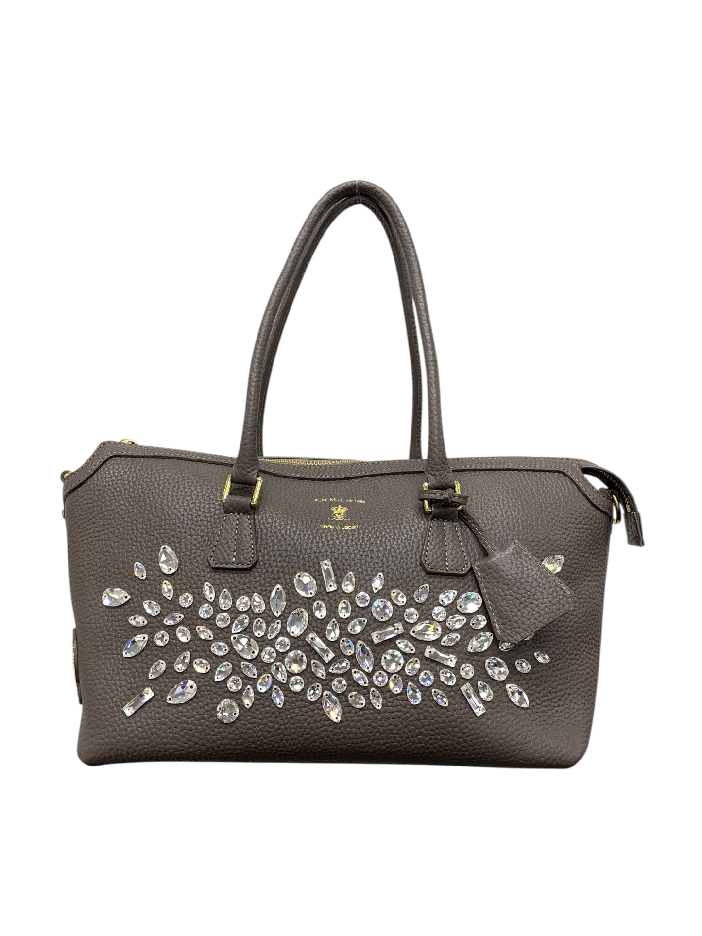 エーディーエムジェイ トートバッグ グレージュ ショルダー 2way レザー スワロフスキー IT1ML69CYCZU