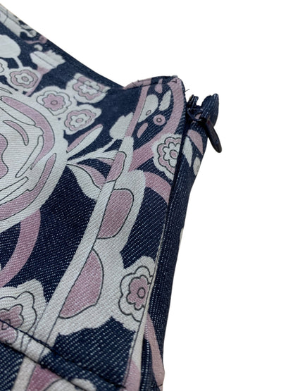 レオナールスポーツ 0522001 デニムスカート 42 ネイビー フラワーモチーフ プリーツ ITX9YZHNGSZM 【SALE】