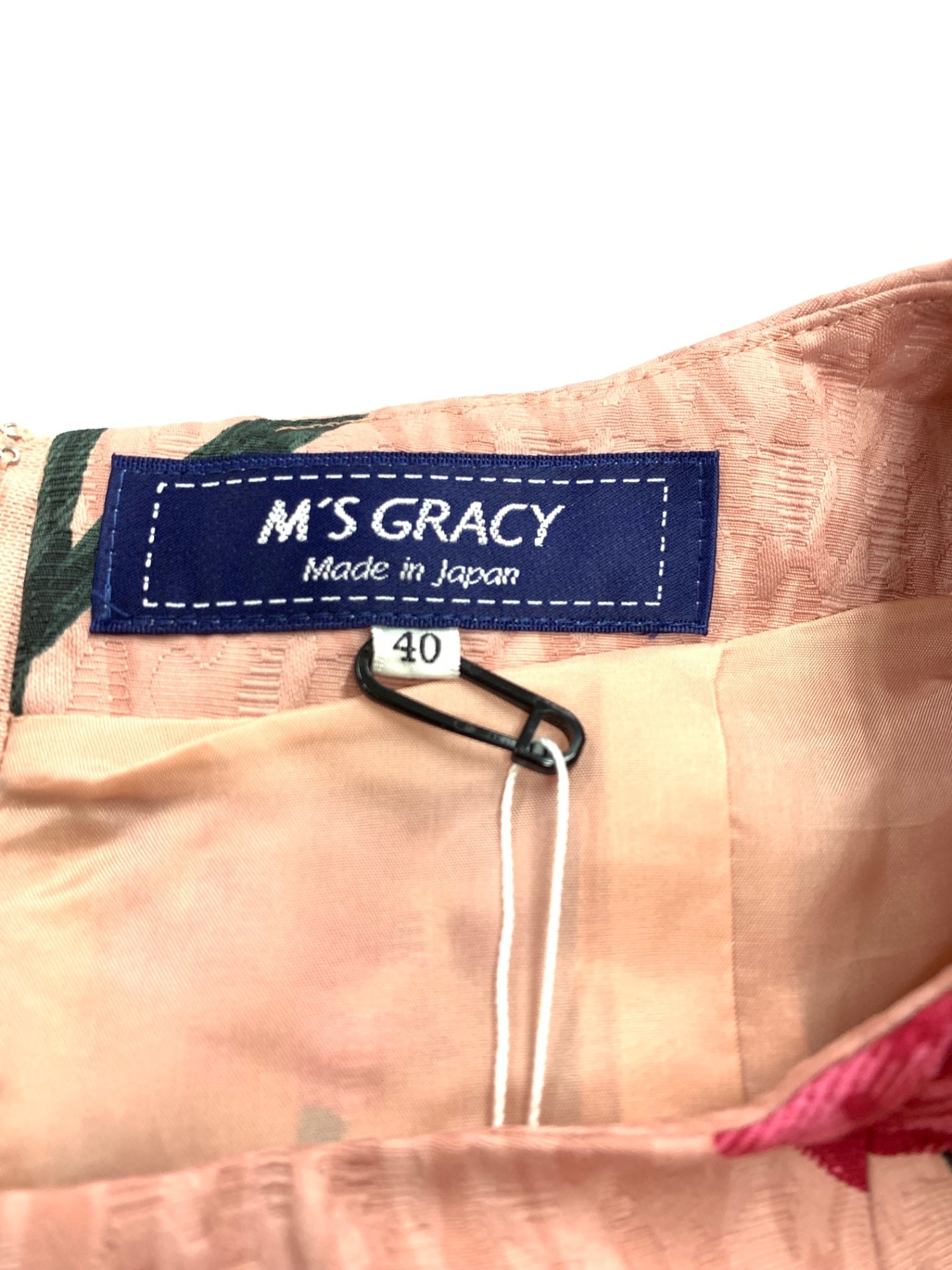 エムズグレイシー 011530 ワンピース 40 ピンク ローズモチーフ ウエストリボン ITKD9YZMK3LR