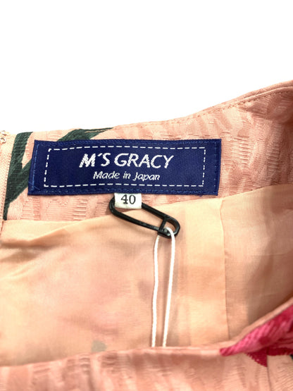 エムズグレイシー 011530 ワンピース 40 ピンク ローズモチーフ ウエストリボン ITKD9YZMK3LR