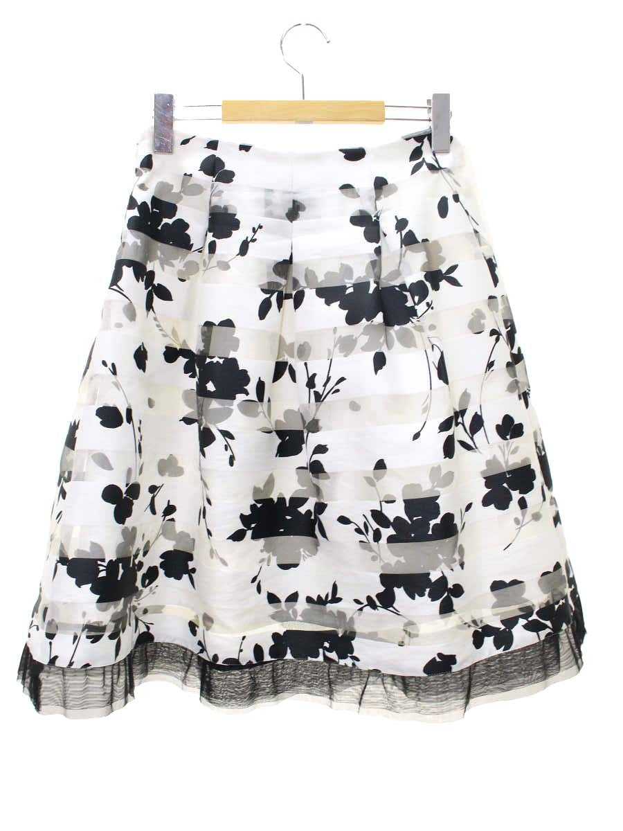 エムズグレイシー 817113 スカート 38 ホワイト フラワーモチーフ フレア ITDMG907H1GU
