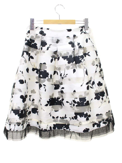 エムズグレイシー 817113 スカート 38 ホワイト フラワーモチーフ フレア ITDMG907H1GU