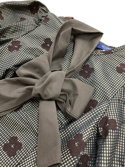 エムズグレイシー 310505 ブラウス 36 ブラウン ギンガムチェック お花モチーフ IT5P35NRYBDM