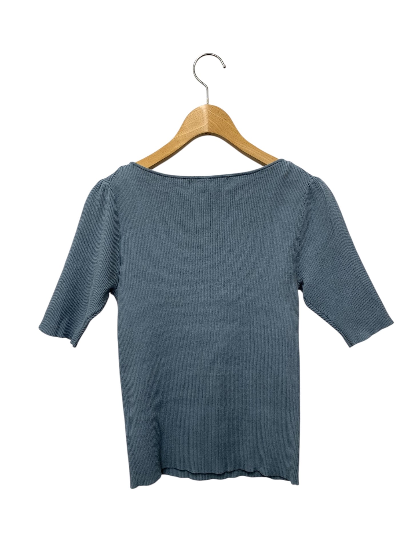 エムズグレイシー 418332 カットソー 38 ライトブルー 刺繍 リブ ITUHX8TPESP4