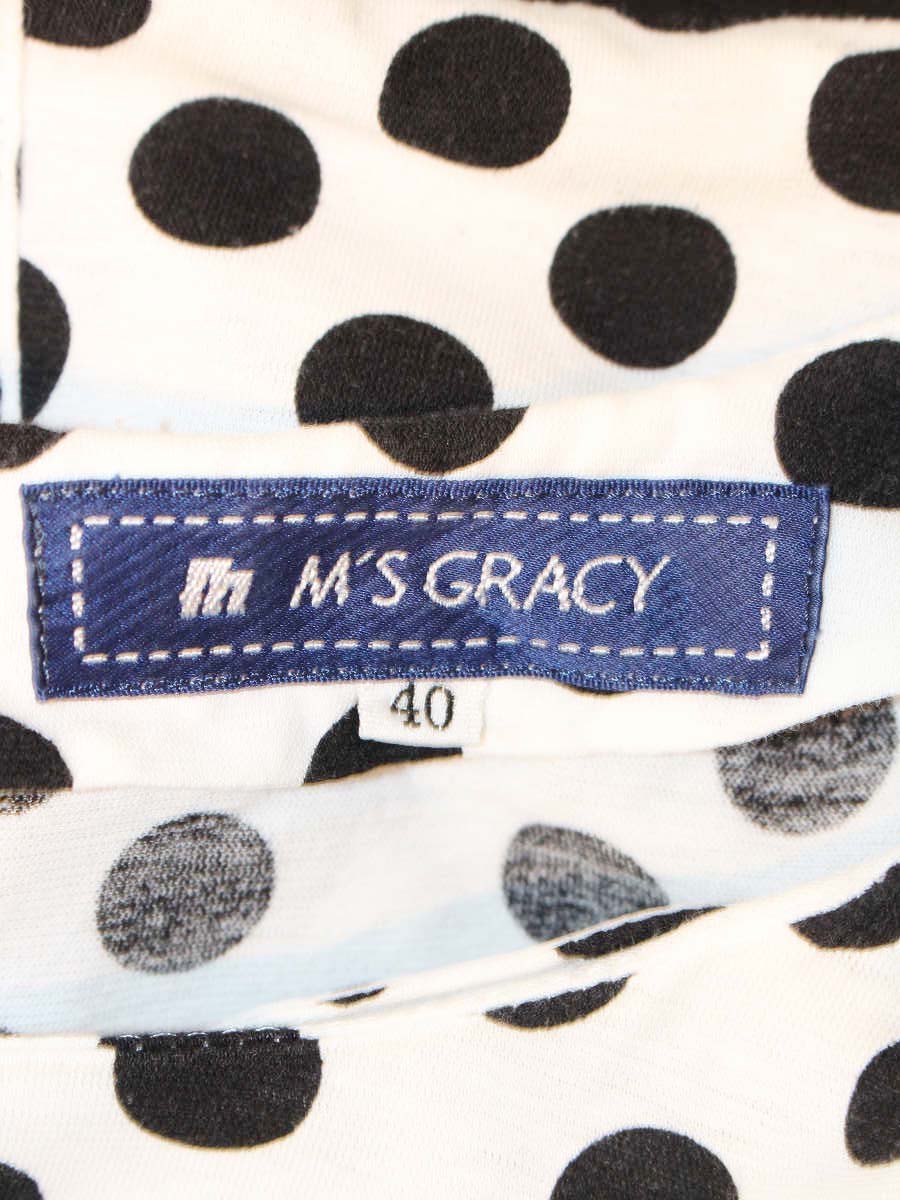 エムズグレイシー 325328 Tシャツ カットソー 40 ホワイト ドット柄 IT0ZOSD2ERGM