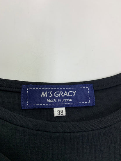 エムズグレイシー 515335 Tシャツ 38 ブラック フラワーモチーフ スパンコール IT96GQKBXSQY