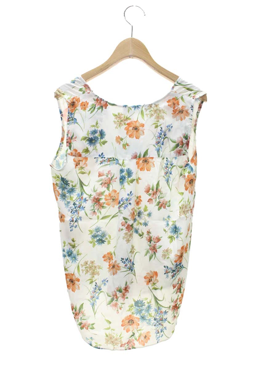 セオリー 01-8108238-151-902 ノースリーブブラウス S アイボリー フラワープリント Vネック IT2H23ULSLCG